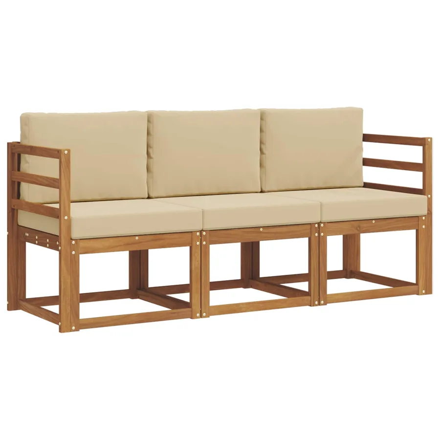 Ensemble de canapés d'extérieur 3 pcs Naturel et Beige - 2