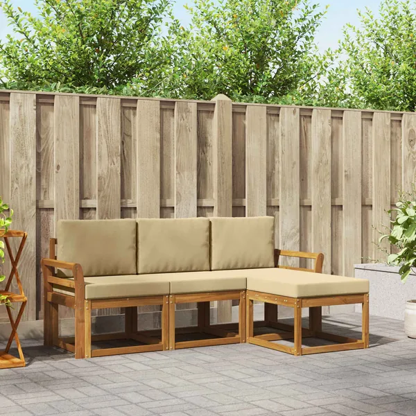 Ensemble de canapés d'extérieur 4 pcs Naturel et Beige