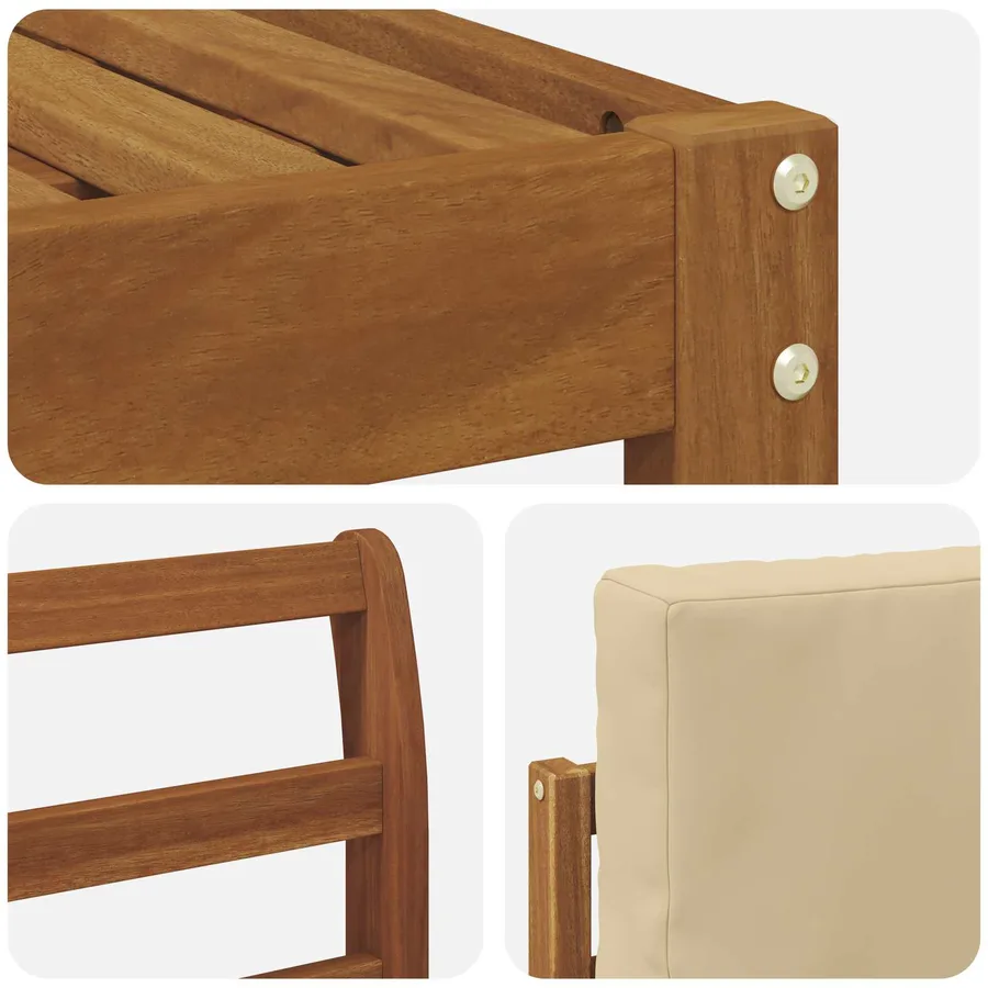 Ensemble de canapés d'extérieur 4 pcs Naturel et Beige - 5