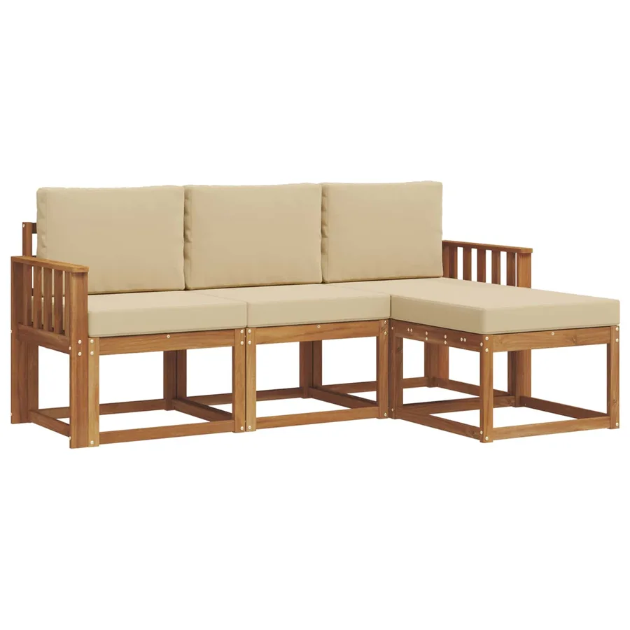 Ensemble de canapés d'extérieur 4 pcs Naturel et Beige - 2