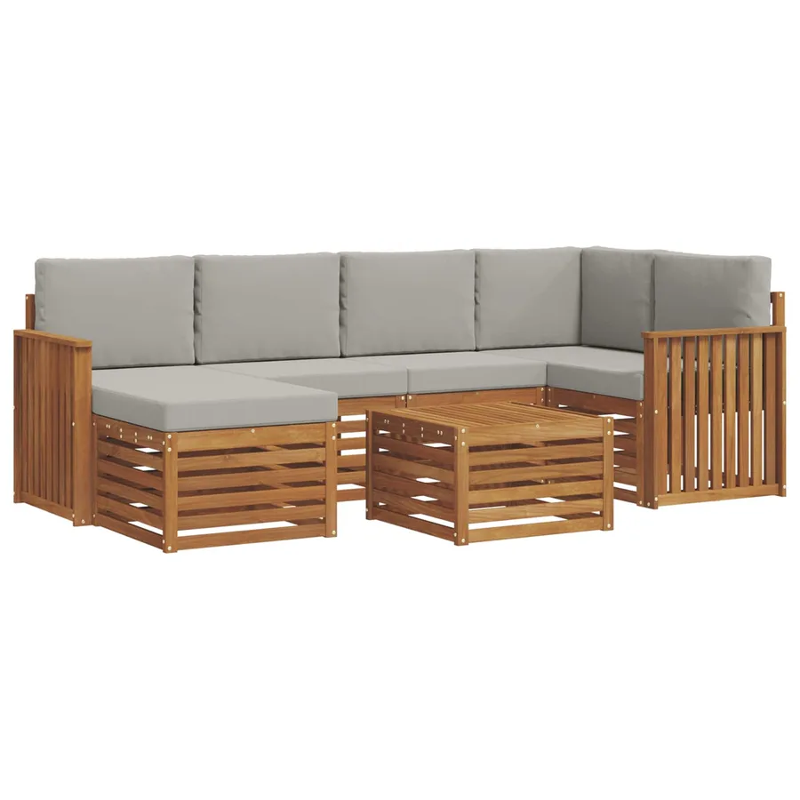 Ensemble de canapé d'angle 7 pcs Gris Naturel et Clair - 2