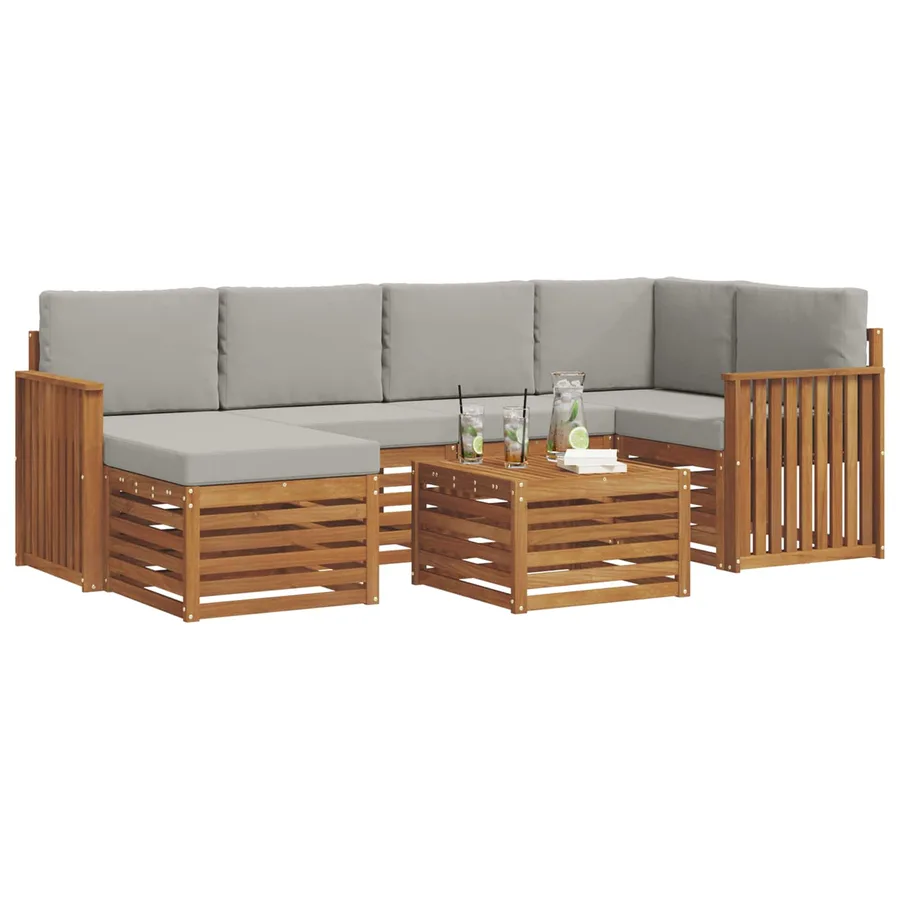 Ensemble de canapé d'angle 7 pcs Gris Naturel et Clair - 3