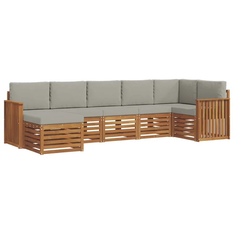 Ensemble de canapé d'angle 7 pcs Gris Naturel et Clair - 2