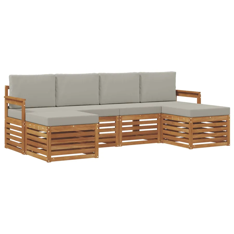 Ensembles de canapés avec coussin 6 pcs Gris Naturel et Clair - 2