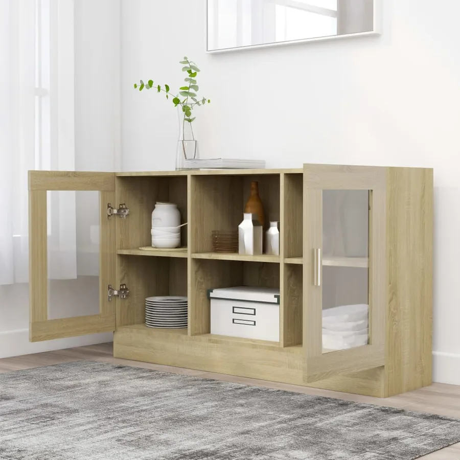 Armoire à vitrine Chêne sonoma 120x30,5x70 cm Bois d'ingénierie - 3