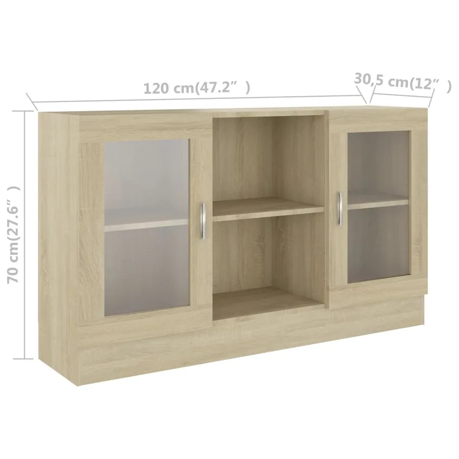Armoire à vitrine Chêne sonoma 120x30,5x70 cm Bois d'ingénierie - 8