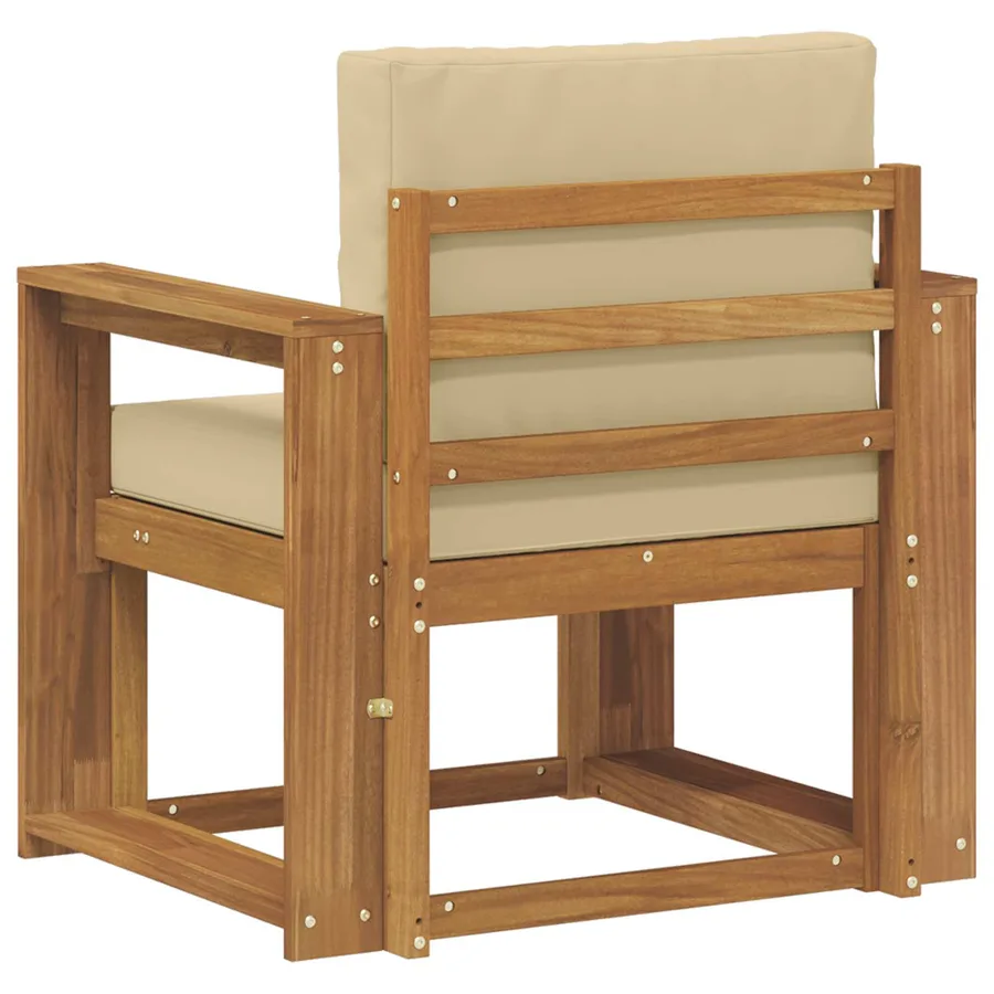 Canapé d’extérieur Bois d'acacia massif et polyester Naturel - 5