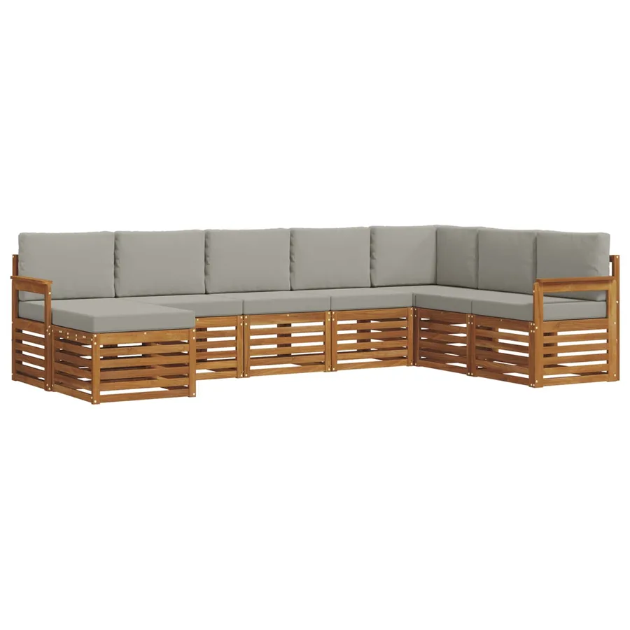 Ensemble de canapés d'extérieur 8 pcs Gris Naturel et Clair - 2