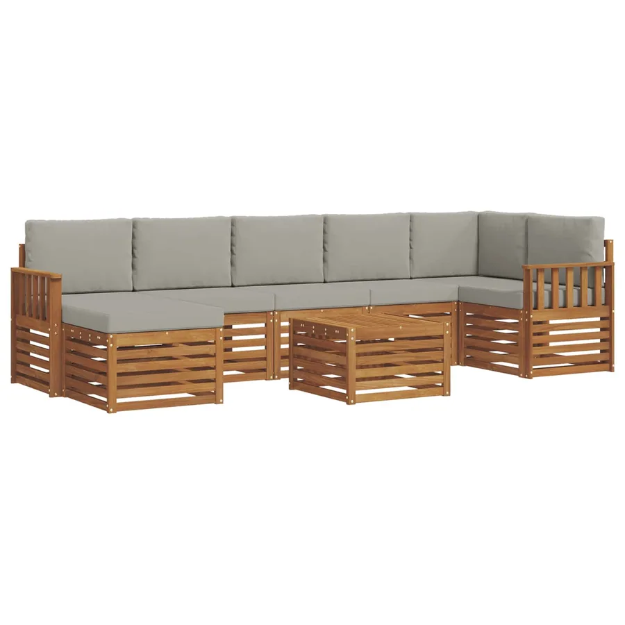 Ensemble de canapés d'extérieur 8 pcs Gris Naturel et Clair - 2