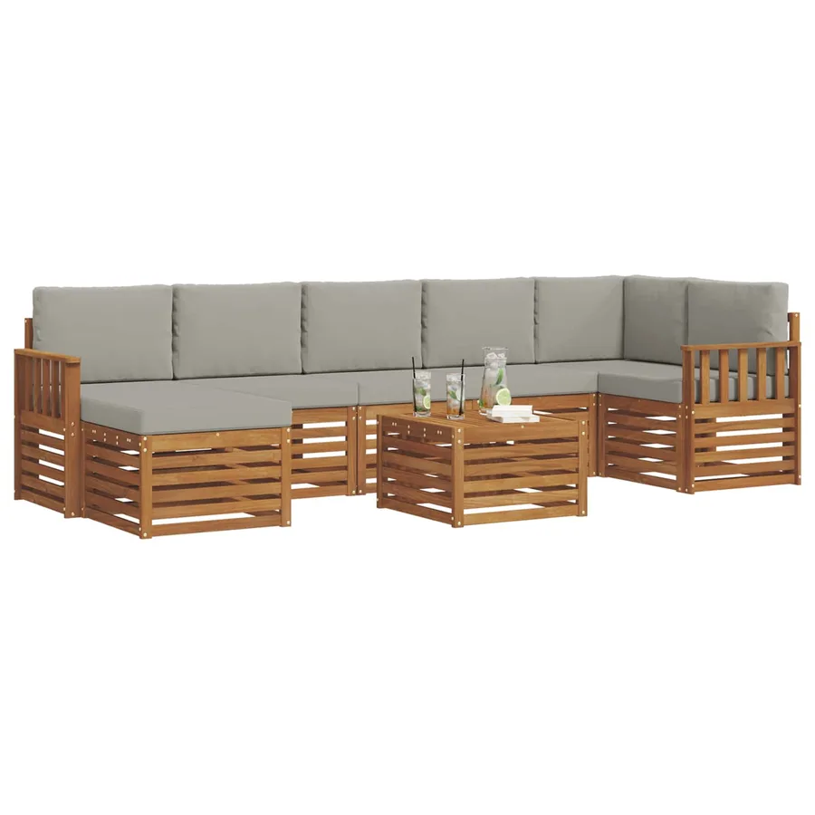 Ensemble de canapés d'extérieur 8 pcs Gris Naturel et Clair - 3
