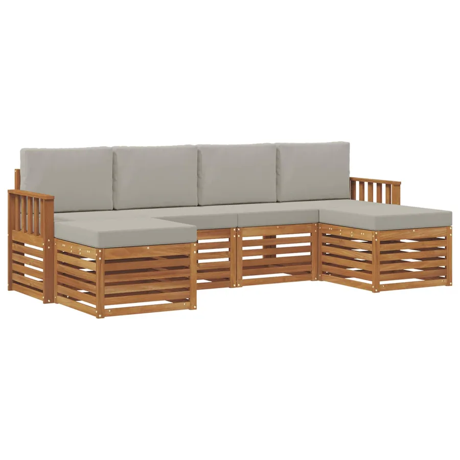 Ensembles de canapés avec coussin 6 pcs Gris Naturel et Clair - 2