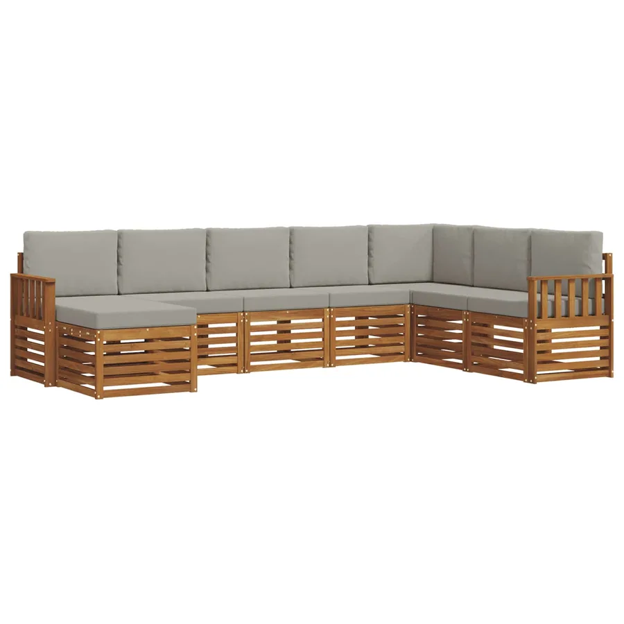 Ensemble de canapés d'extérieur 8 pcs Gris Naturel et Clair - 2