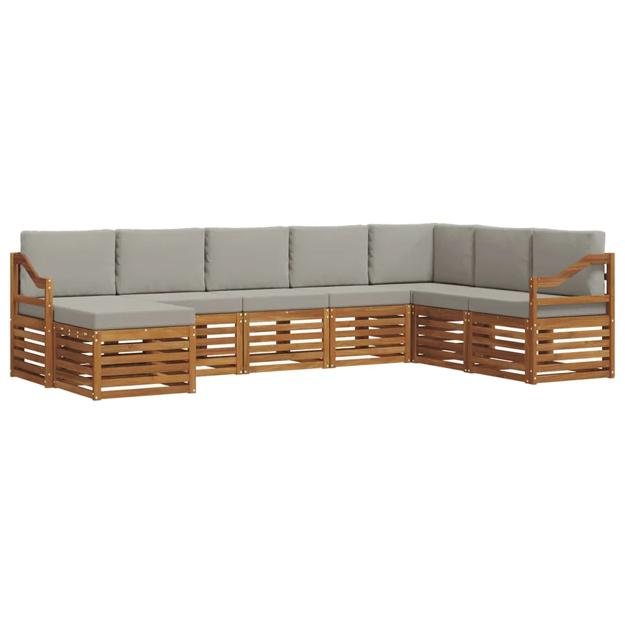 Ensemble de canapés d'extérieur 8 pcs Gris Naturel et Clair - 2