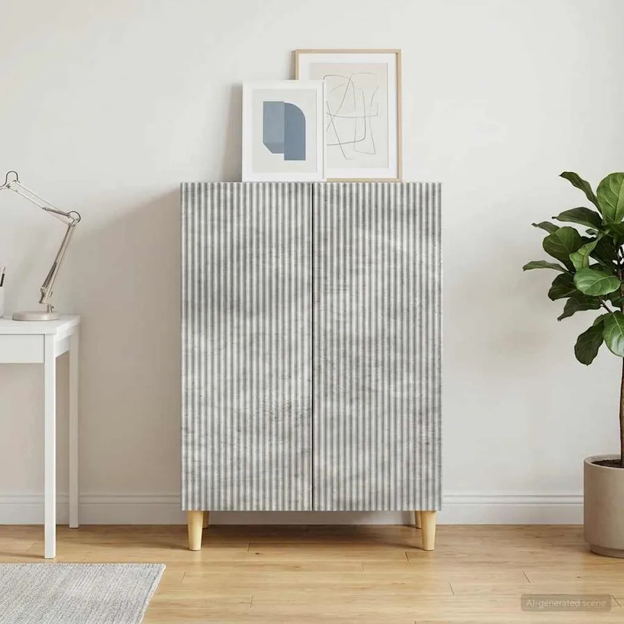 Buffet Gris béton 66 x 34,5 x 90 cm Bois d'ingénierie - 4