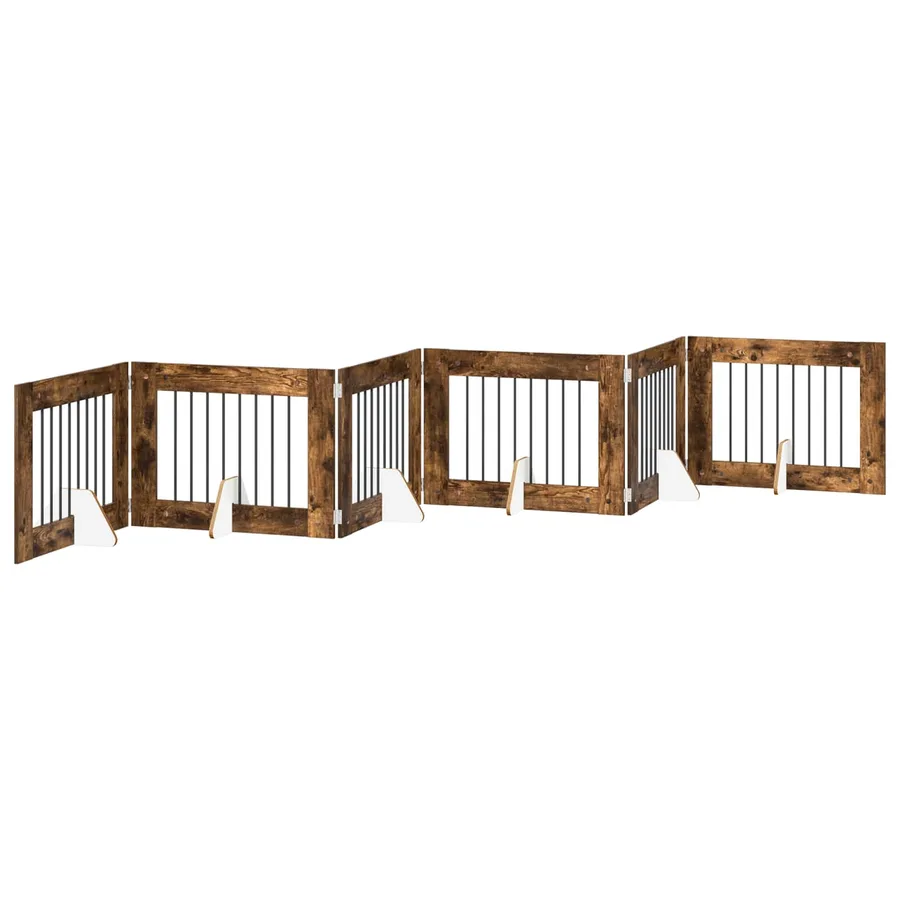 Porte de chien pliable avec supports 6 pcs Chêne fumé 482 cm - 2