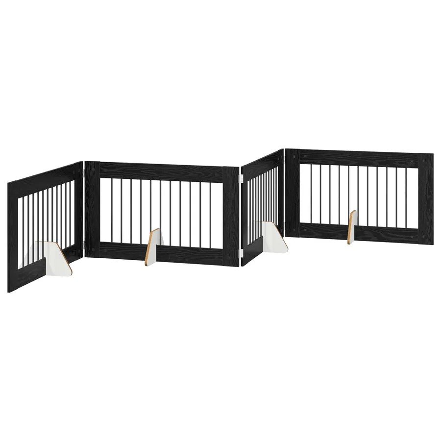 Porte de chien pliable avec supports 4 pcs Chêne noir 401 cm - 2