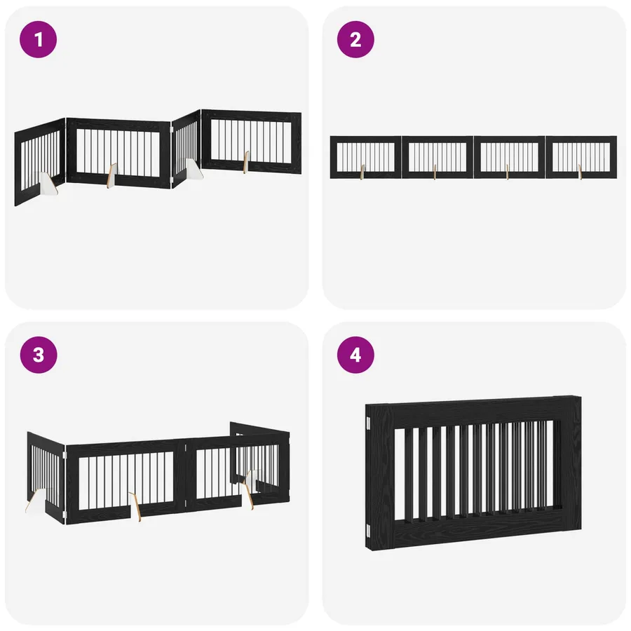 Porte de chien pliable avec supports 4 pcs Chêne noir 401 cm - 7