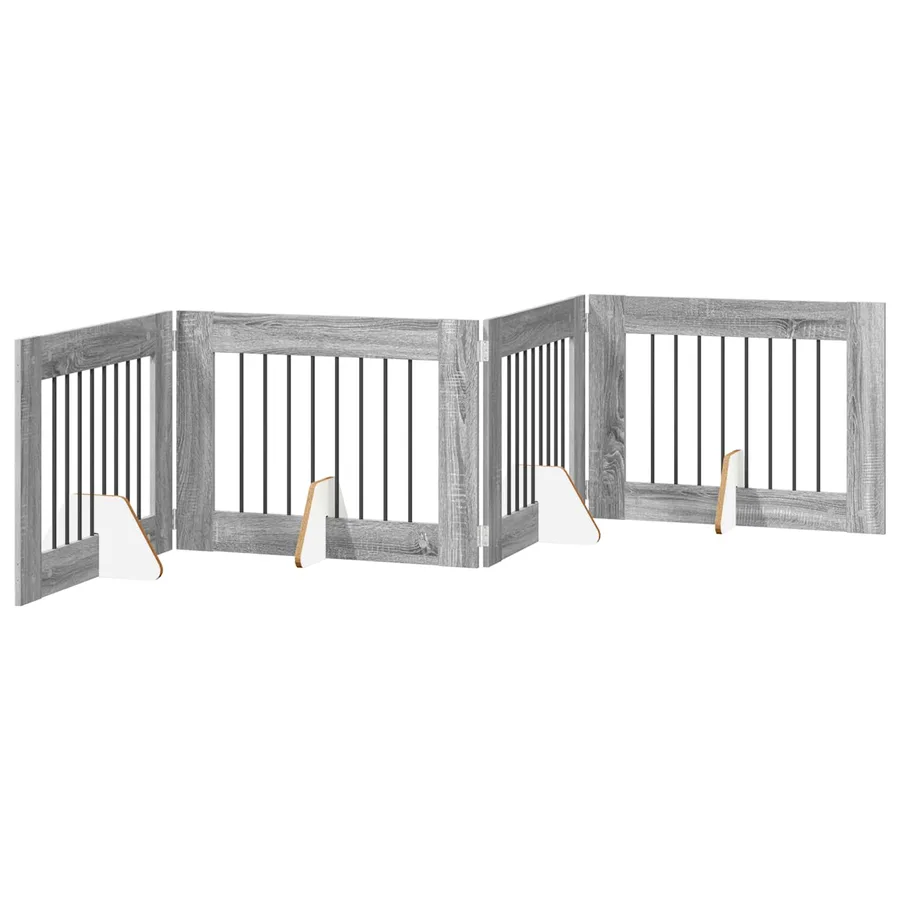 Porte de chien pliable avec supports 4 pcs Sonoma gris 321 cm - 2