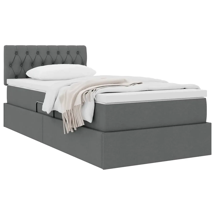 Lit avec rangement et matelas Gris foncé 100 x 200 cm - 3