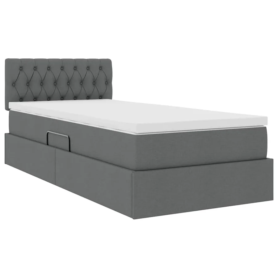 Lit avec rangement et matelas Gris foncé 100 x 200 cm - 5