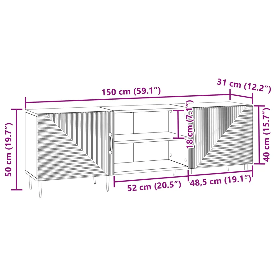 Meuble TV Blanc 150 x 31 x 50 cm Bois d'ingénierie - 12