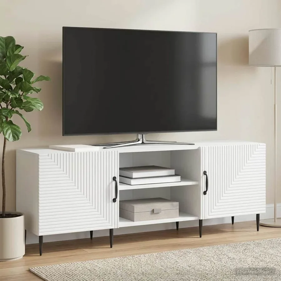 Meuble TV Blanc 150 x 31 x 50 cm Bois d'ingénierie - 4