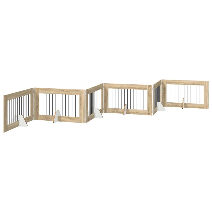 Porte de chien pliable avec supports 6 pcs Chêne Sonoma 602 cm - 2