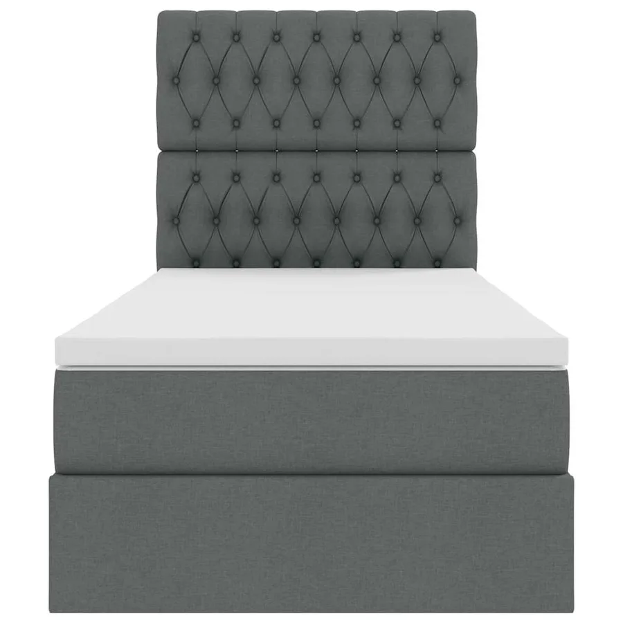 Lit avec rangement et matelas Gris foncé 100 x 200 cm tissu - 7