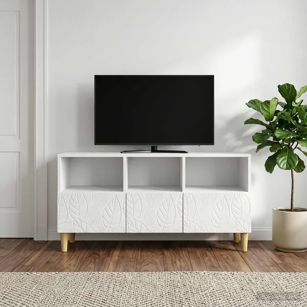 Meuble TV 102 x 34,5 x 50 cm Blanc brillant Bois d'ingénierie