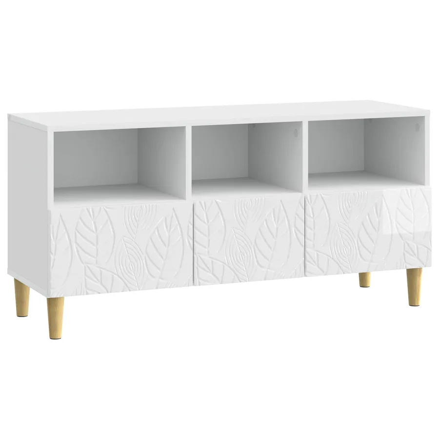 Meuble TV 102 x 34,5 x 50 cm Blanc brillant Bois d'ingénierie - 2