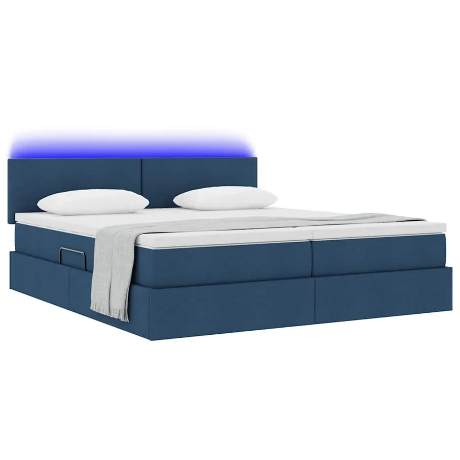 Lit de rangement LED avec matelas Bleu 180 x 200 cm Tissu - 3