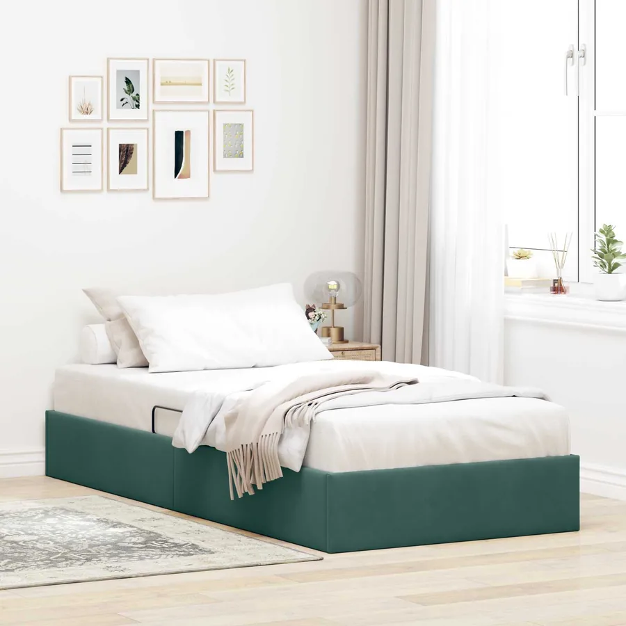 Cadre de lit ottoman Vert foncé 100 x 200 cm Velours