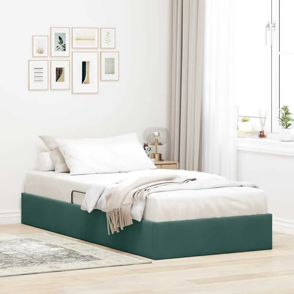 Cadre de lit ottoman Vert foncé 100 x 200 cm Velours