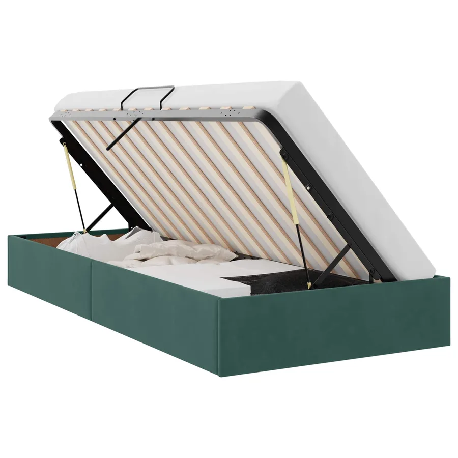 Cadre de lit ottoman Vert foncé 100 x 200 cm Velours - 2