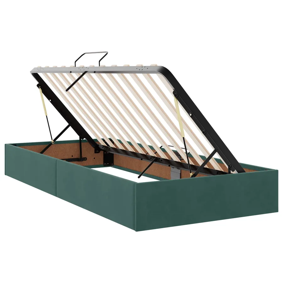 Cadre de lit ottoman Vert foncé 100 x 200 cm Velours - 6