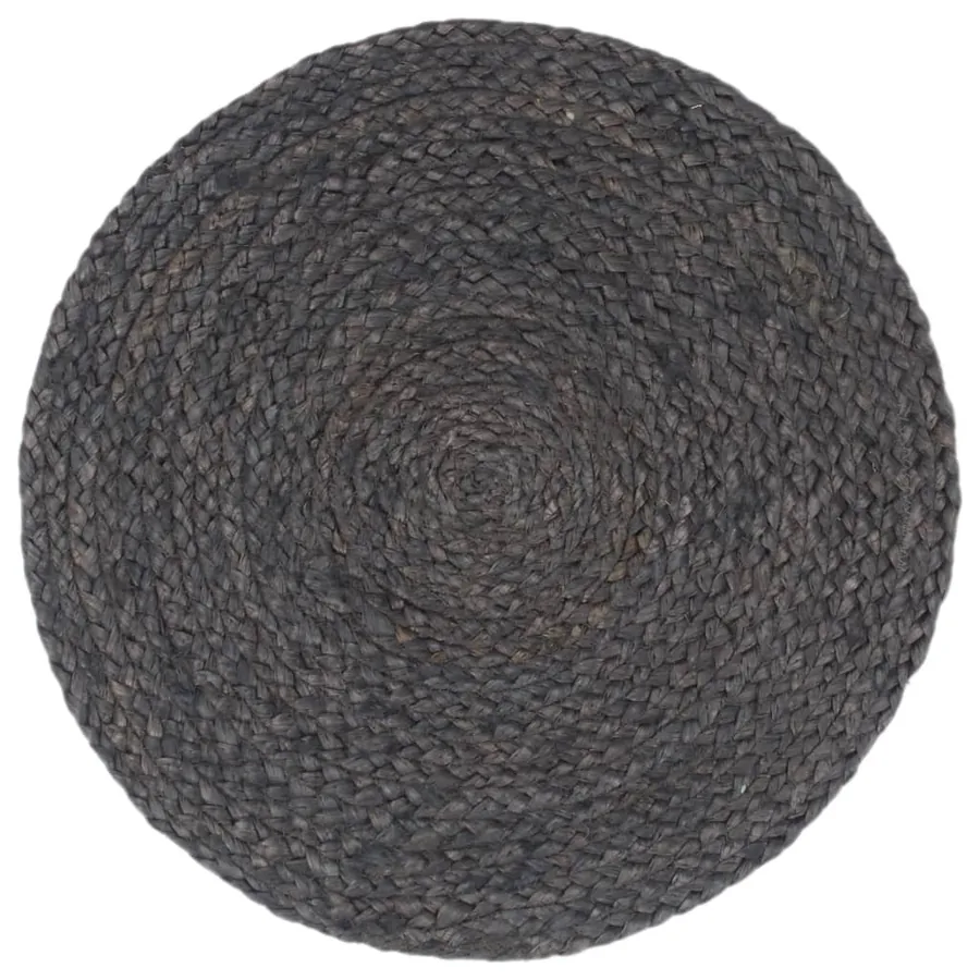 Napperons 6 pcs Gris foncé Plain 38 cm Rond Jute - 2