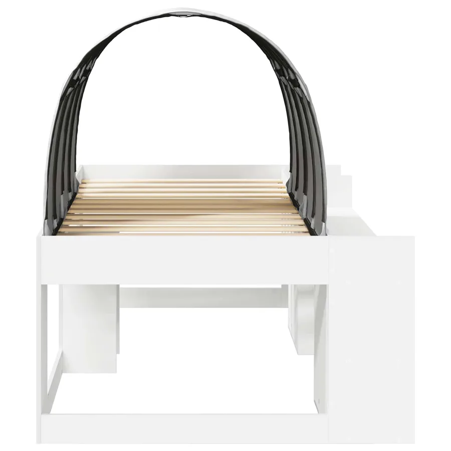 Lit avec Tunnel avec étagère 3 pc Blanc Bois d'ingénierie - 7