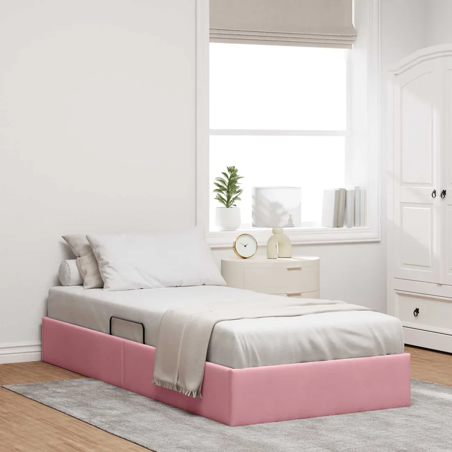 Cadre de lit ottoman avec stockage Rose 100 x 200 cm Velours