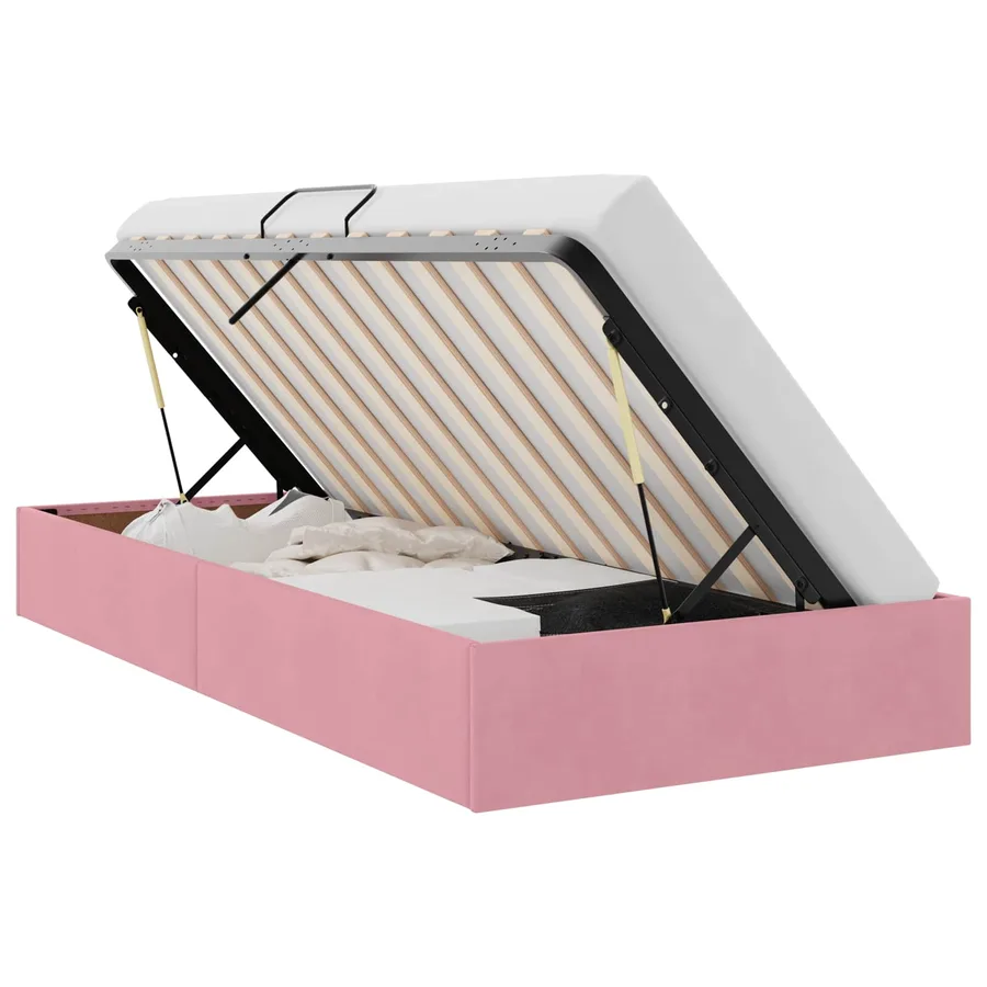 Cadre de lit ottoman avec stockage Rose 100 x 200 cm Velours - 2