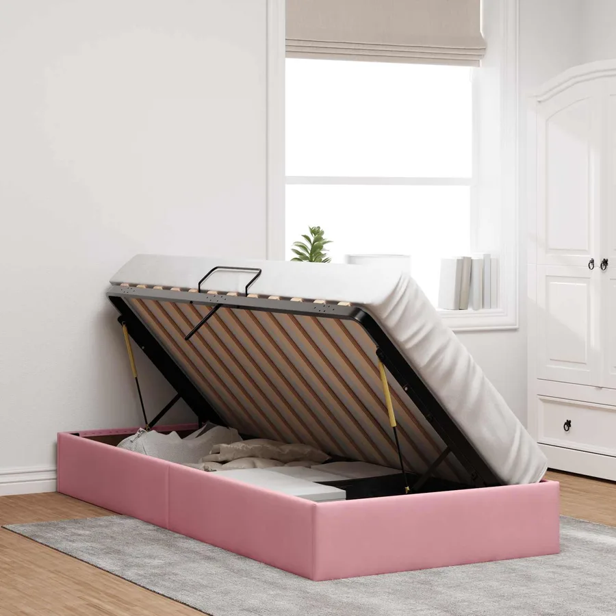 Cadre de lit ottoman avec stockage Rose 100 x 200 cm Velours - 4