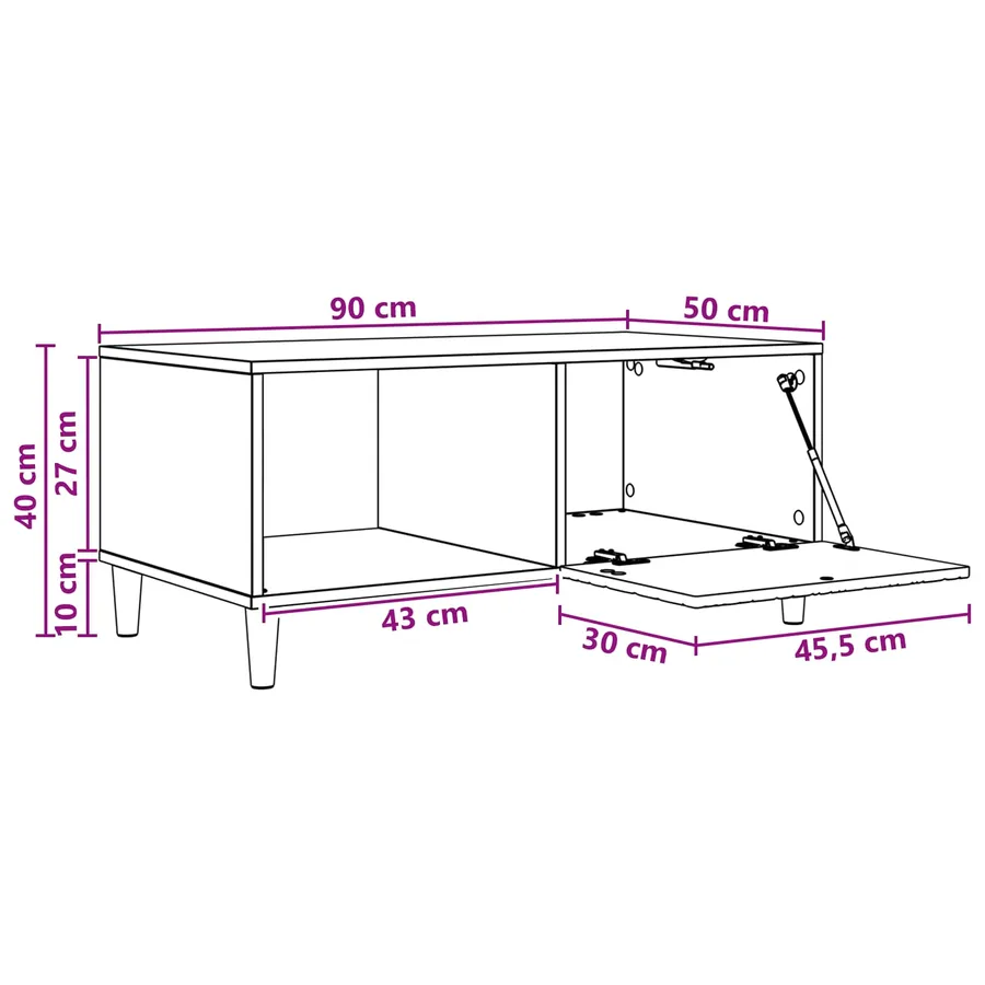 Table basse Blanc 90 x 50 x 40 cm Bois d'ingénierie - 11