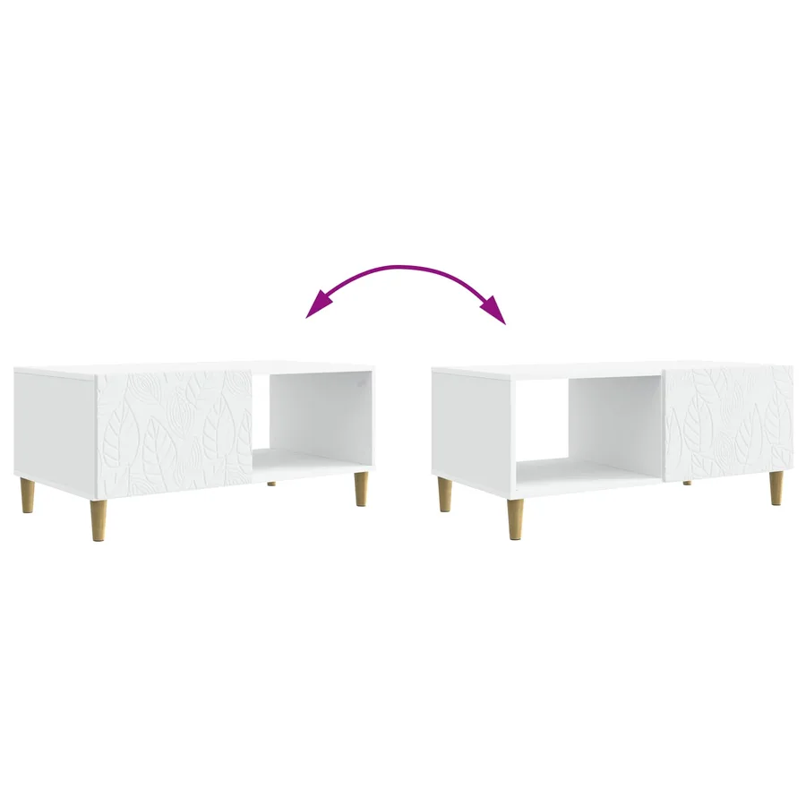 Table basse Blanc 90 x 50 x 40 cm Bois d'ingénierie - 9