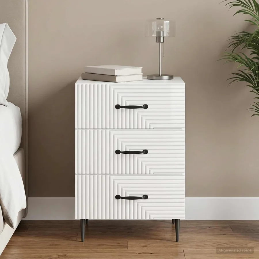 Cabinet de chevet avec tiroir Blanc brillant 43 x 41 x 66,5 cm