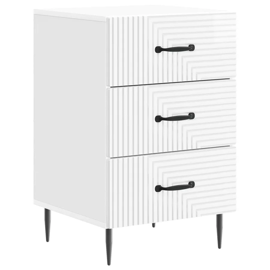 Cabinet de chevet avec tiroir Blanc brillant 43 x 41 x 66,5 cm - 2
