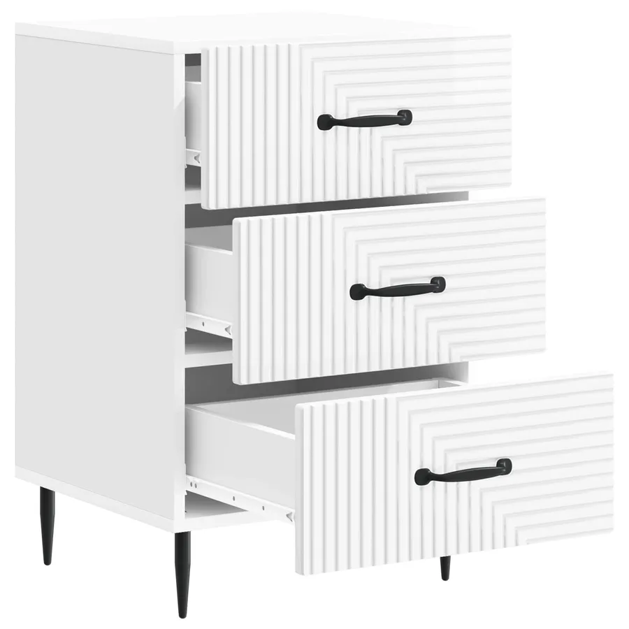 Cabinet de chevet avec tiroir Blanc brillant 43 x 41 x 66,5 cm - 4