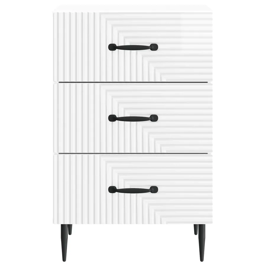 Cabinet de chevet avec tiroir Blanc brillant 43 x 41 x 66,5 cm - 5