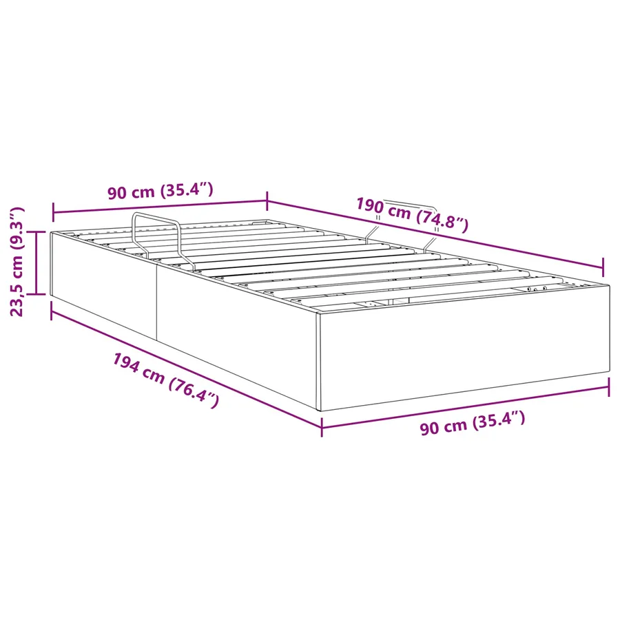 Cadre de lit ottoman Gris clair 90 x 190 cm Velours - 13
