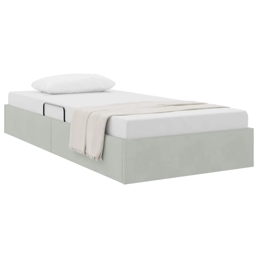 Cadre de lit ottoman Gris clair 90 x 190 cm Velours - 3