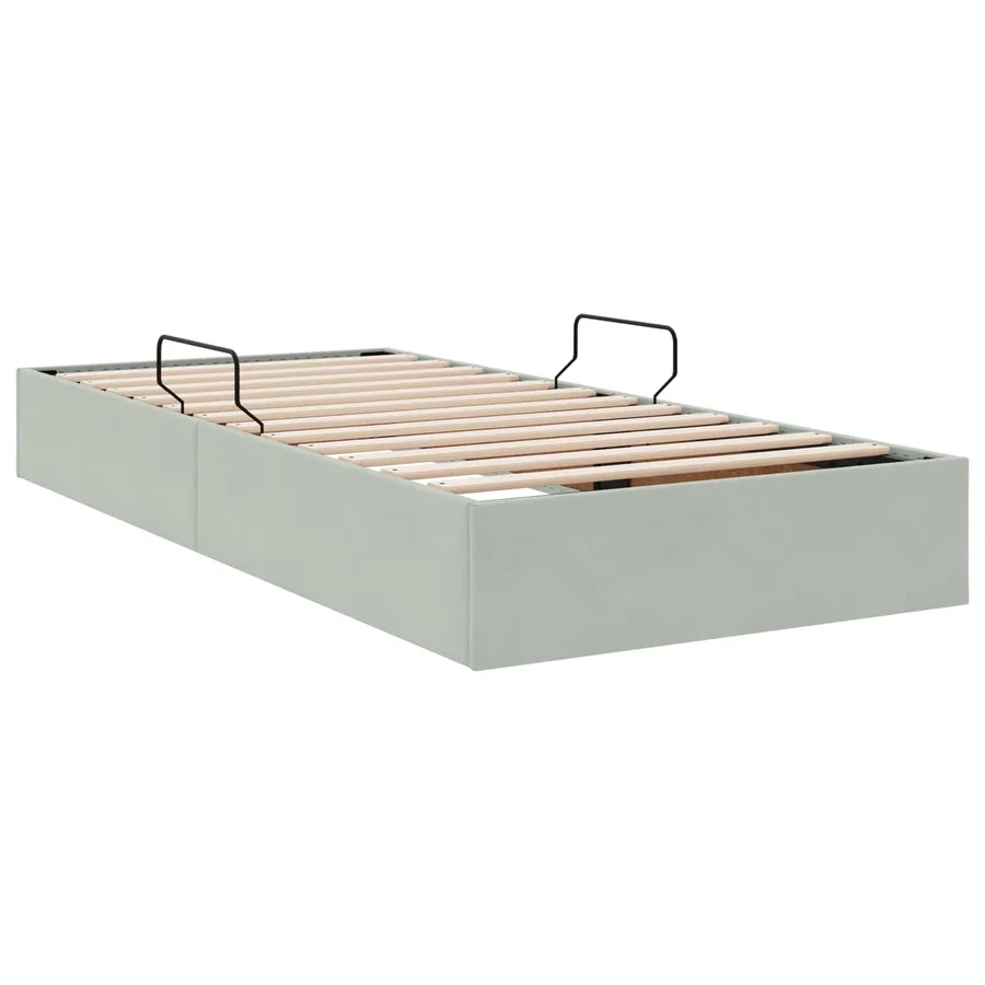 Cadre de lit ottoman Gris clair 90 x 190 cm Velours - 9