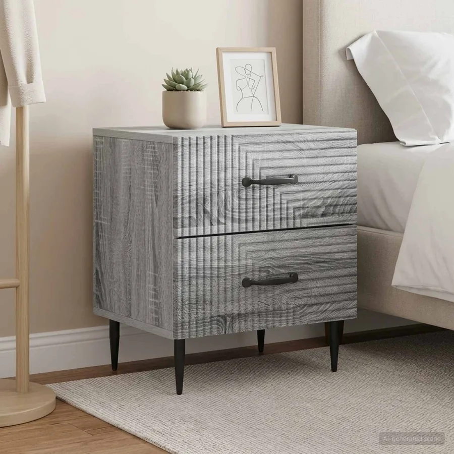 Cabinet de chevet 2 pcs Sonoma gris 43 x 34,5 x 47,5 cm